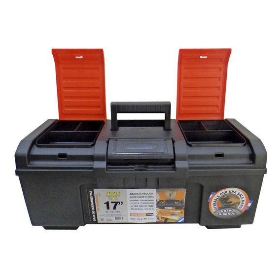 Caja De Herramientas 17 Pulgadas Profesional Silver Shadow Color Negro/Naranja