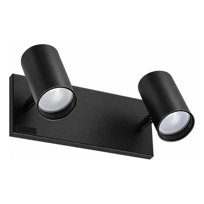 Aplique 2 Luces Negro Apto Led Gu10 Cabezal 3002 Negro