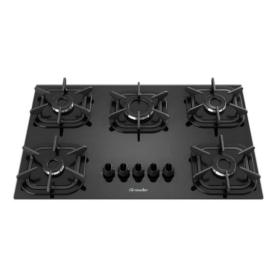 Cooktop Mueller 5 Bocas com Queimador Ultra Chama Preto 127V/220V