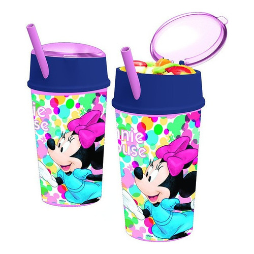 Vaso Infantil Portacereal Para Niños Sorbete Minnie Mouse Color Violeta Liso