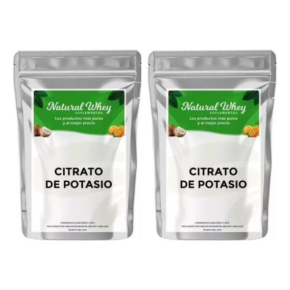 Citrato De Potasio Puro Usp 1 Kilo  Natural Whey X 2 Pack