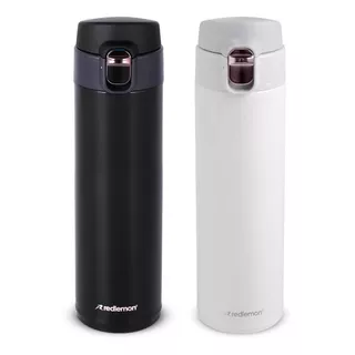 Redlemon Termo Para Café De Acero Inoxidable 420 Ml 2 Piezas, Set De 2 Vasos Térmicos De Doble Pared Con Tapa Hermética, Bebidas Calientes Más De 5 Horas Y Frías 6 Horas. Ideal Para Agua, Té, Café