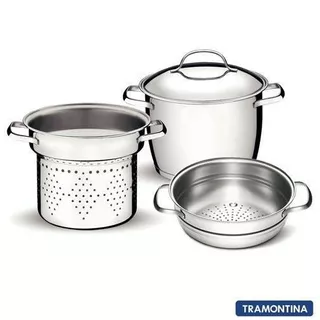 Juego 3 Pz Allegra Tramontina Cozzi Pasta Acero Inox 20cm