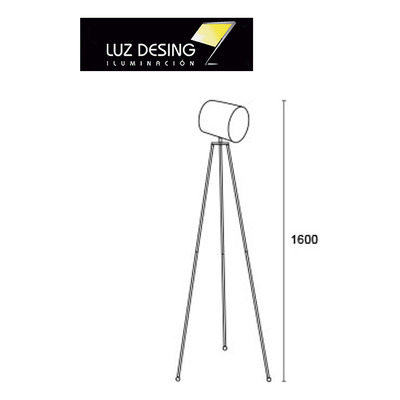 Lampara Pie Tripode Apto Led Negro Deco Moderna Fz