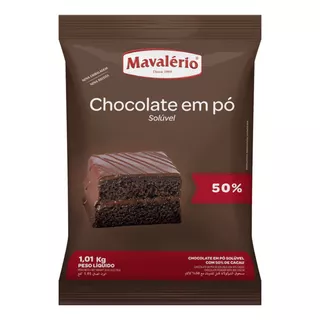 Chocolate Em Po 50% Cacau Mavalerio 1,01kg Linha Gourmet Top