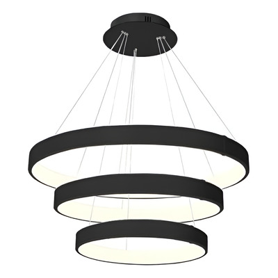 Colgante Led Saturno Triple Xl 60/80/100cm Negro Moderno Negro Cálido