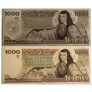 2 Variedades De Billetes 1000 Pesos Sor Juana Familia Aa