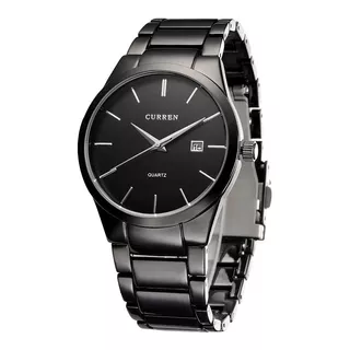 Reloj Curren Calendario Negro Para Hombre Acero Inox Oferta