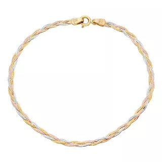 Pulsera Esclava Oro 10k Trenzada Florentina 18cm 3mm Italy Diámetro 6 Cm Largo 18 Cm