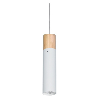 Lampara Colgante 1 Luz Tubo 28cm Blanco Madera Apto Led Vig