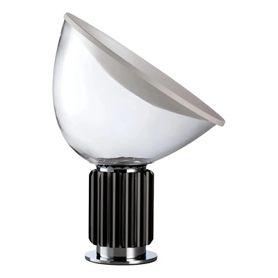 Velador De Mesa Aluminio Negro Y Vidrio Led Negro Transparente