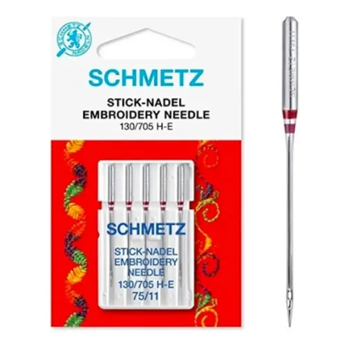 Agulha Schmetz Bordado 130/705 H-e Brother Janome 5 Unidades
