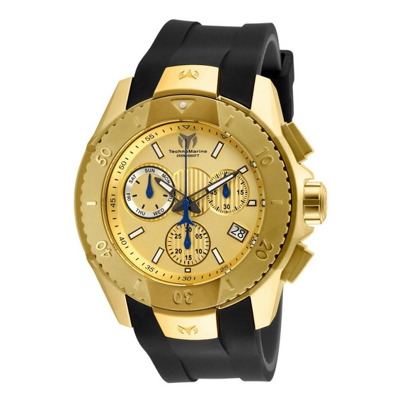 Reloj Hombre Technomarine Uf6 Crono Dorado Suizo 617001 Color de la correa Negro