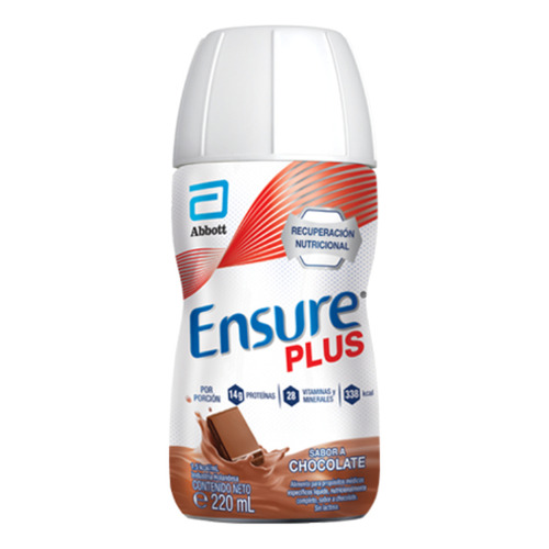 Suplemento en líquido Abbott  Ensure Plus carbohidratos sabor chocolate en botella de 220mL
