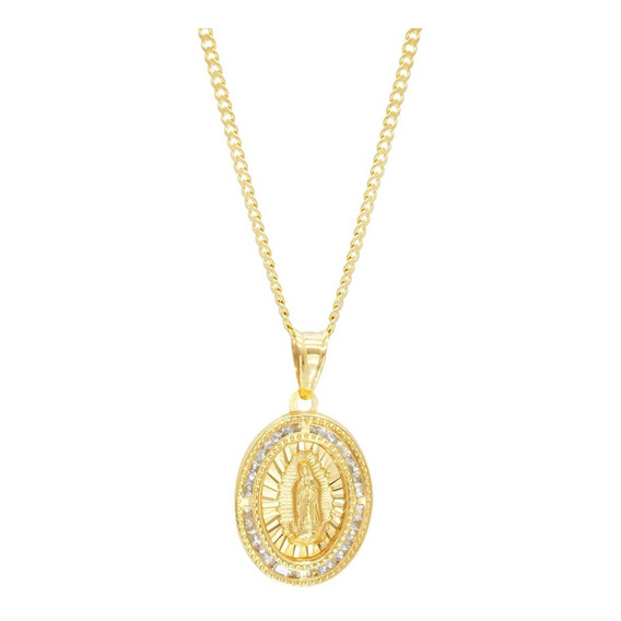 Medalla P/ Bautizo Virgen De Guadalupe Con Cadena Oro 10k