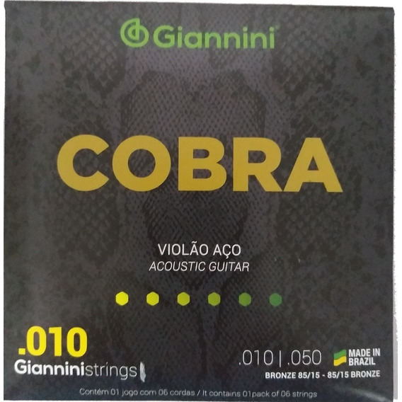 Juego Cuerdas Guitarra Acústica Giannini Cobra 0.10