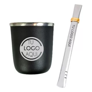 Mate Y Bombilla Acero Con Tu Logo Personalizado Por 10 Unid