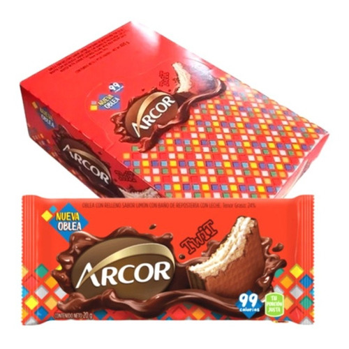 Arcor oblea twit limon bañada en chocolate caja 20u x 20g