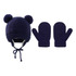 navy/Pom Pom Hat & Mittens Set