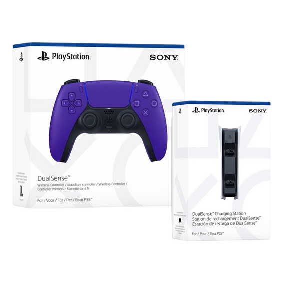 Mando Ps5 Dualsense Morado + Estacion De Carga