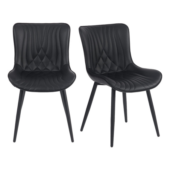 2 Pzs Sillas De Comedor Moderna Respaldo Alto Negro