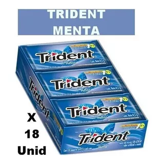 Chicle Trident Menta Caja Azul 18 Unidades Sin Azucar