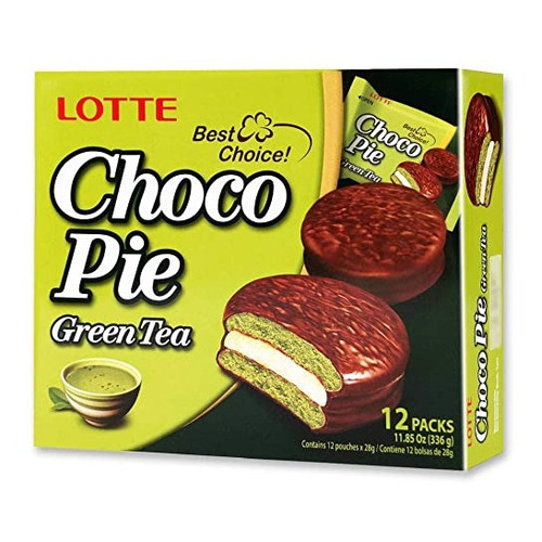 Choco Pie De Matcha Caja Con 12 Pz Pastelito Coreano