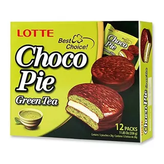 Choco Pie De Matcha Caja Con 12 Pz Pastelito Coreano