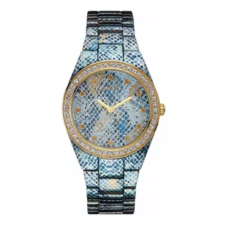 Reloj Guess Mujer W0583l1 Animal Print Bisel Con Piedras