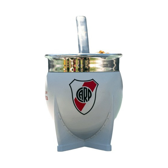 Mate Pampa River Plate + Bombilla + Packaging Exclusivo Color Blanco