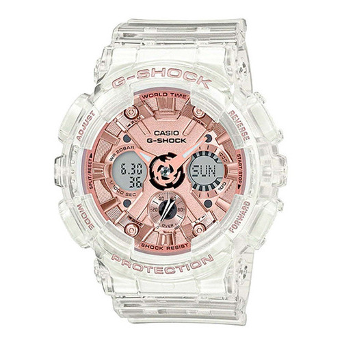 Reloj Casio Mujer G-shock Gma-s120sr-7adr Color de la correa Blanco Color del bisel Blanco Color del fondo Oro rosa