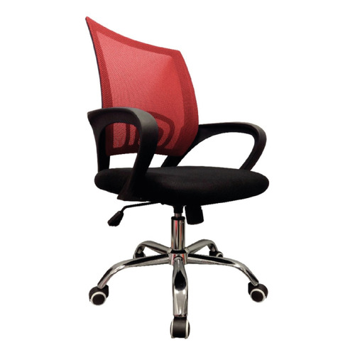 Silla de escritorio Lumax Ezri mesh ergonómica  negra y roja con tapizado de mesh