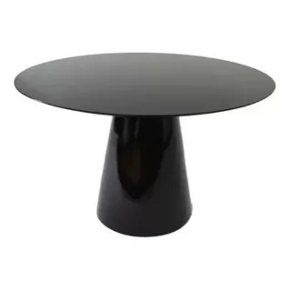 Mesa De Jantar Cone Tampo De Vidro 80 Cm Base Laqueada-preta Cor Da Tampa Preto Cor Dos Pés Preto