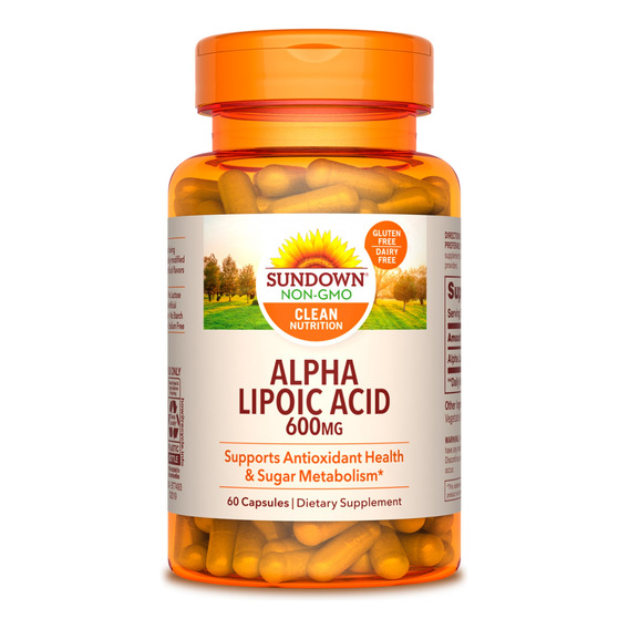 Sundown Alpha Lipoic Acid 600mg Antioxidante Suplemento 60c