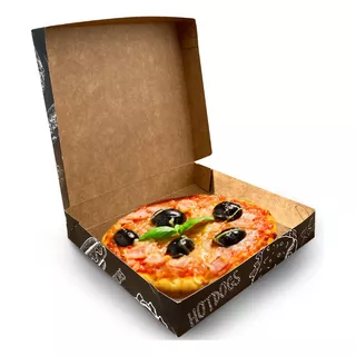 Caixa Caixinha Embalagem Mini Pizza Delivery Preto - 100 Uni