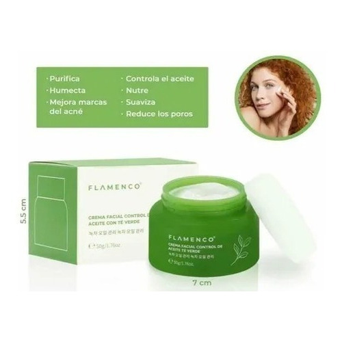 Crema Facial Control De Aceite Nutre Humecta Con Té Verde Tipo De Piel Mixta