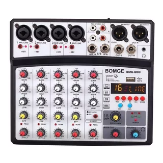 Consola 6 Canales Audio Mixer Usb, Bluetooth, Mp3, Rec, Pc