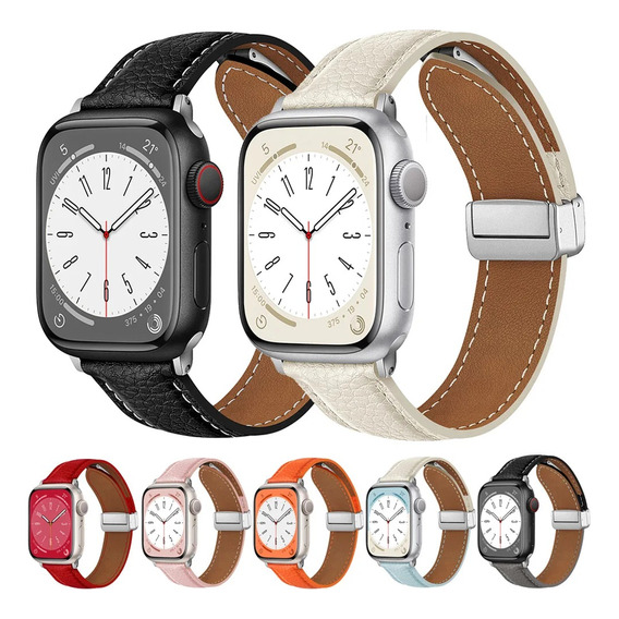 Correa De Cuero Para Apple Watch Manilla 42/44/45/49 Mm 