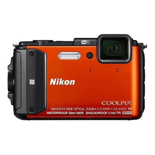  Nikon Coolpix AW130 compacta color  orange 