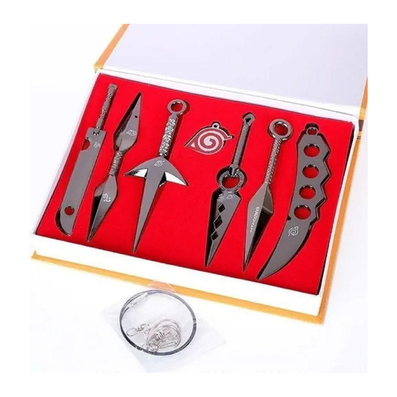 Kit Kunai Shuriken Naruto Sasuke Metal Pingente +caja de 7 piezas