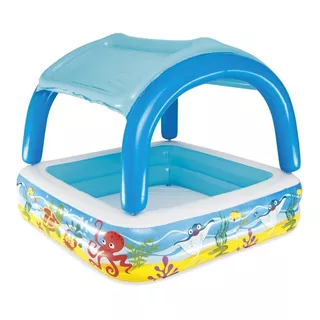 Pileta Inflable Cuadrada Bestway 52192 De 140cm X 140cm X 114cm 265l Multicolor