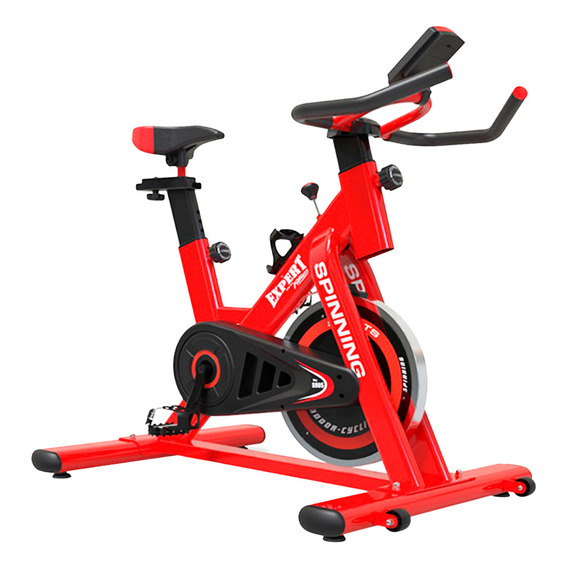 Bicicleta Spinning Profesional Regulable Pulsómetro - El Rey Color Rojo/Negro