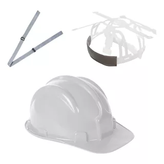 10 Capacete Proteção Plastcor Obra Engenheiro Epi + Jugular Cor Branco