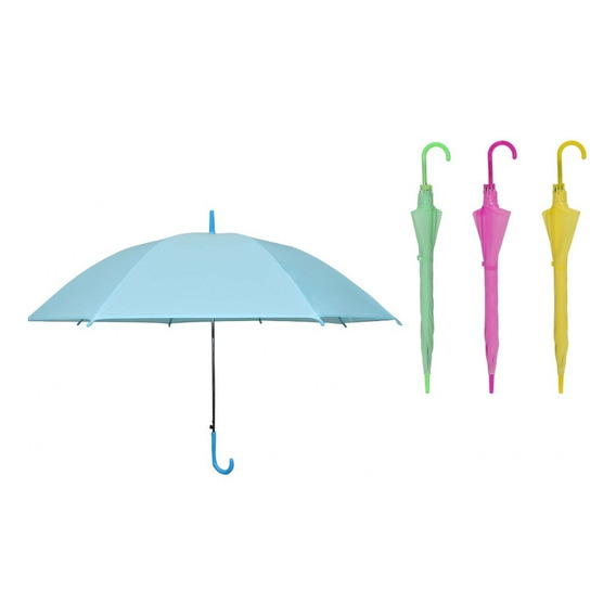 Paraguas Infantil Color Pastel Liso 8 Varillas 53cm Premium 