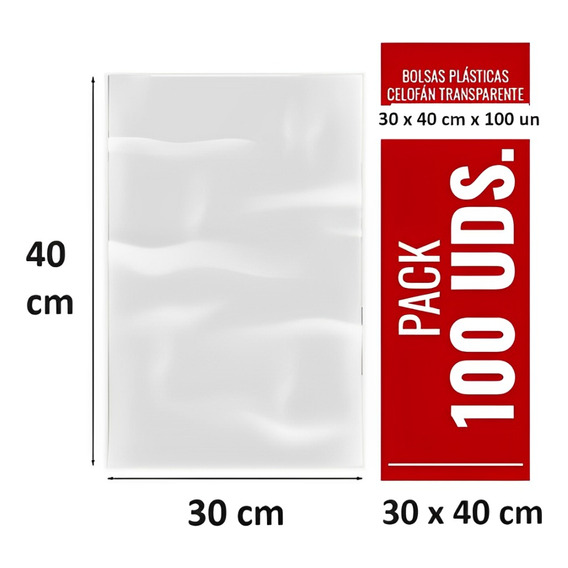 Bolsa Plastica 30 X 40 Cm Transparente Celofan - 100 Uni
