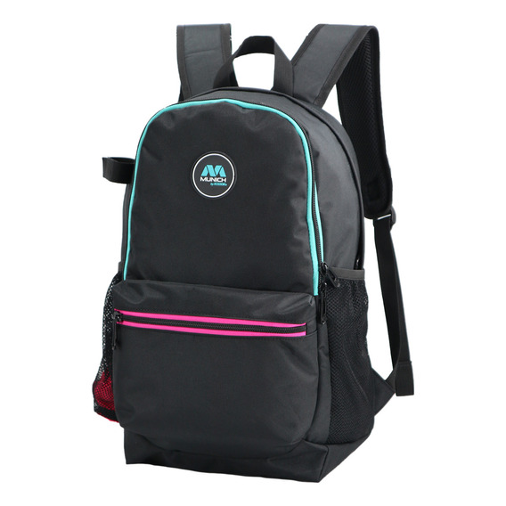 Mochila Munich Buzzer Porta Palo Hockey Reforzada Calidad Color Negro / Fucsia Menta