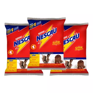 Kit 3 Achocolatado Em Pó Nescau Chocolate Nestlé Pacote