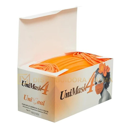 Cubrebocas Unimask 4 Uniseal Color Naranja