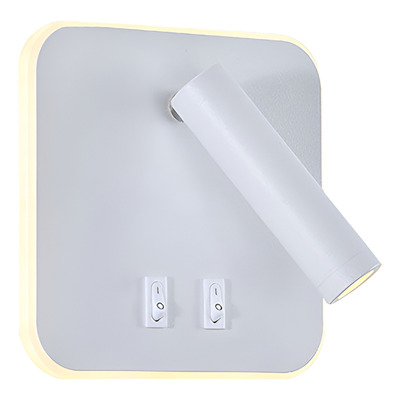 Aplique Pared Blanco Doble Led Con Tecla L2510b Mks