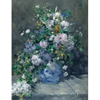 Buquê De Primavera Flores Vaso De Renoir Em Tela 105cmx80cm